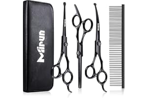 Dog Grooming Kit, Professional 5-in-1 Dog Grooming Scissors, 4CR Stainless Steel Dog Scissors, Sharp Thinning Shears, Groomin