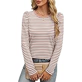 ANRABESS Womens Puff Long Sleeve Shirts Crewneck Fall Tops Basic Dressy Casual Blouses 2025 Trendy Outfits