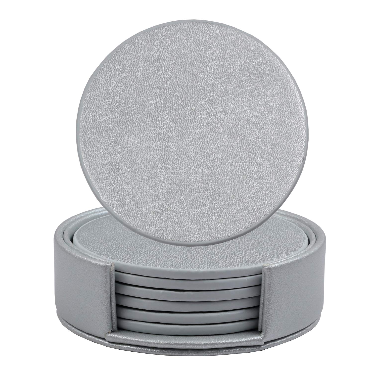 Coaster PU Leather Non Slip Coasters with Holder for Drinks