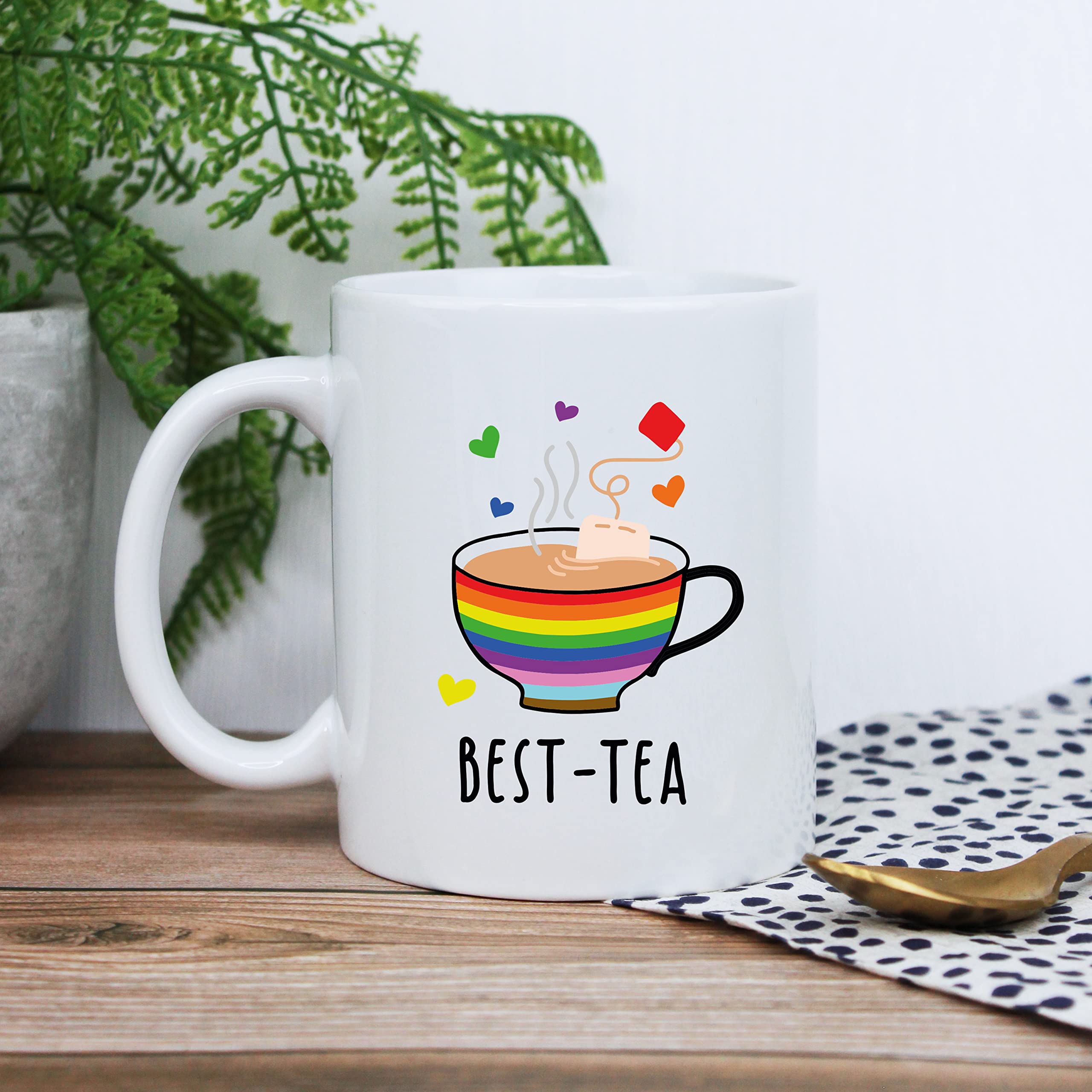 eBuyGB Gay Best Friend Coffee Mug, Personalised Best-Tea Mug, Printed 350ml Ceramic Cup, Tea Design, Tea Lover Gifts, Gay Pride, LGBT, LGBTQ