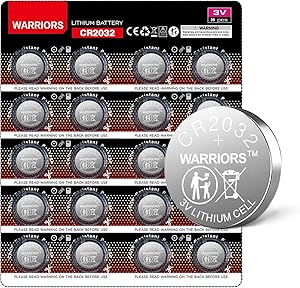 Warriors 20X 2032 Batterie Knopfzellen CR2032 Batterien 3V, Kapazität 240 mAh, kindersichere Verpackung, für den Einsatz in Schlüsselanhängern, Waagen, medizinischen Geräten (20X)