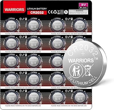 Warriors 20X 2032 Batterie Knopfzellen CR2032 Batterien 3V, Kapazität 240 mAh, kindersichere Verpackung, für den Einsatz in Schlüsselanhängern, Waagen, medizinischen Geräten (20X)