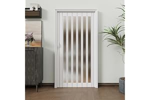 JUJUBON Enhanced Double-Layer Accordion Doors 24"-36" x 80", with Upgraded Roller & Handle & Complete Hardware, Interior Multifold Folding Doors for Closet & Pantry, Easy Installation