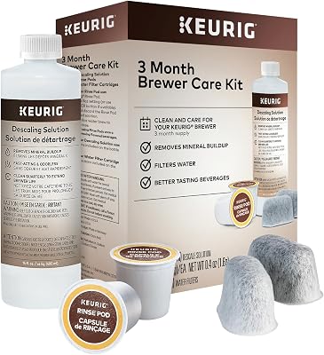Keurig 3-Month Brewer Maintenance Kit Includes Descaling Solution. Water Filter Cartridges & Rinse Pods. Compatible Classic/1