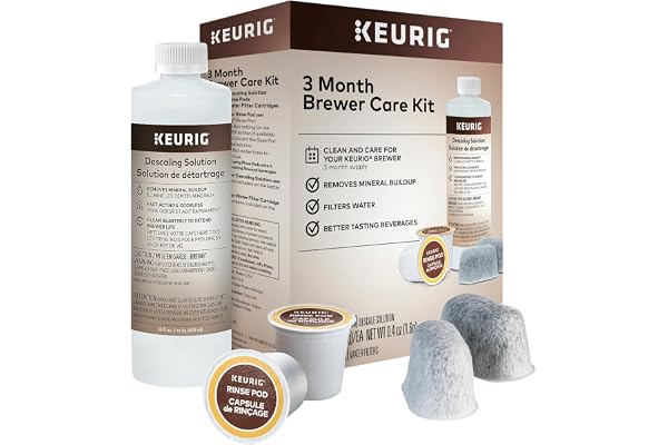Keurig 3-Month Brewer Maintenance Kit, Includes Descaling Solution, Water Filter Cartridges & Rinse Pods, 7 Count