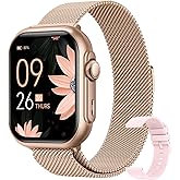 Health Fitness Trackers for Women Men: 100 Day Battery Life Activity Tracker with Answer/Make Call Blood Pressure SpO2 Sleep Heart Rate Monitor 120+ Sports 5ATM Smart Watch for iPhone Gold 2 band