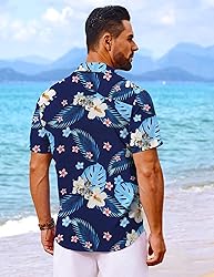 COOFANDY Mens Hawaiian Button Down Shirt Short