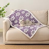 Yaning Waterproof Blanket for Dog Puppy Cat, Cute 3D Textured Flower Dog Blanket for Bed Couch Sofa, Soft Liquid Pee Proof Pet Furniture Protector, 30"x40", Purple