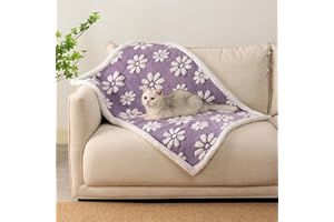 Yaning Waterproof Blanket for Dog Puppy Cat, Cute 3D Textured Flower Dog Blanket for Bed Couch Sofa, Soft Liquid Pee Proof Pet Furniture Protector, 30"x40", Purple