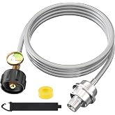 Garden Now Propane Heater Fuel Filter F273699 with 10FT Hose with Gauge Stainless Braided Propane Adapter for Heater Connect to 20-40lb Propane Tanks. Compatiable with Propane Heaters Etc