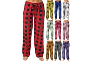 SLQDGMRYZ Plaid Pajama Pants Women Buffalo Elastic Waist Lounge Pants with Pockets Drawstring Soft Fall Trousers Sleepwear