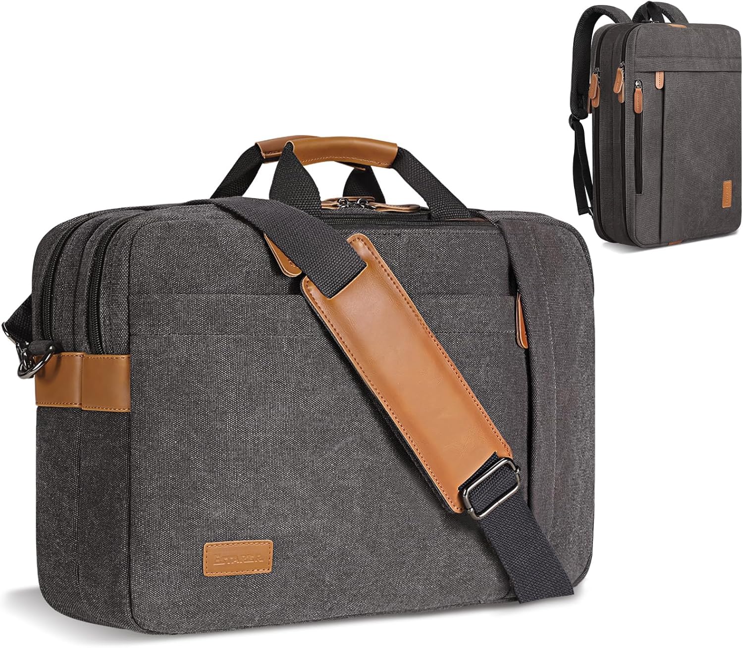 ESTARER Convertible Backpack Laptop Bag Shoulder Bag Messenger Bag 17/17.3 Inch Multifunctional Bag for Business/School/Travel, gray, 17-17.3 Zoll (3 in1), Retro