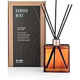 KOBO Bamboo Mint Reed Diffuser, 9 oz | Premium Fragrance Diffuser Oils | 6-Month Long Lasting Room Diffuser for Home, Office | Natural Aromatherapy Scented Oil for Home | 11” Reed Sticks, Glass