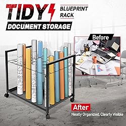 Gelacie Blueprint Storage Rack 48 Slots Portable
