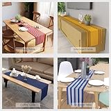 Encasa XO 32x200 cm Table Runner Fine Rib Cotton Solid Blue Machine Washable view 6