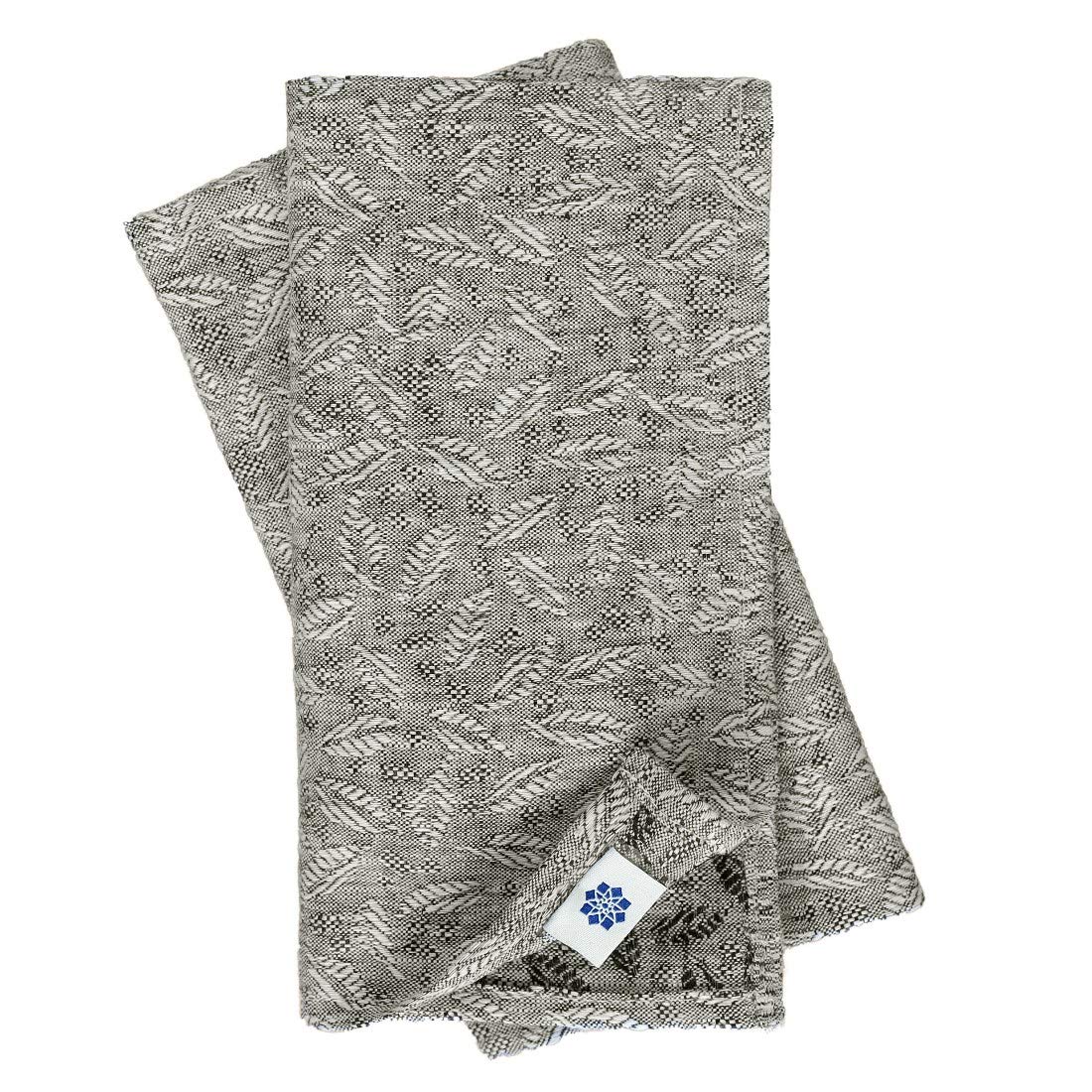 Linen & Cotton Jacquard Napkins Isla Damask Pattern Set of 4-100% Linen, Black White (43 x 43 cm) Square Washable Festive Serviettes Cloth Fabric for Dinner Table Lunch Home Kitchen Dining Events