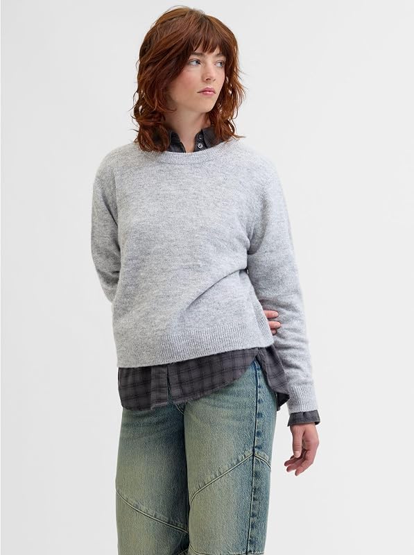 Jxevi Crew Neck Knit, Color Gris, M para Mujer