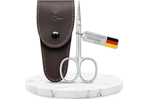 MARQUS Solingen Curved Cuticle Scissors – Precision German Steel for Manicure & Pedicure, Eyebrow & Eyelash Grooming, Extra Sharp with Premium Storage Case