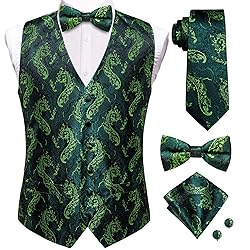 Hi-Tie Mens Suit Vest Bowtie Set Ties for Men V