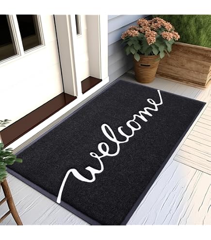 Tapis Extérieur Imperméable COLOR&GEOMETRY - 91,5 X 122 Cm, Noir - En Caoutchouc TPR, Antidérapant Et Résistant - 9