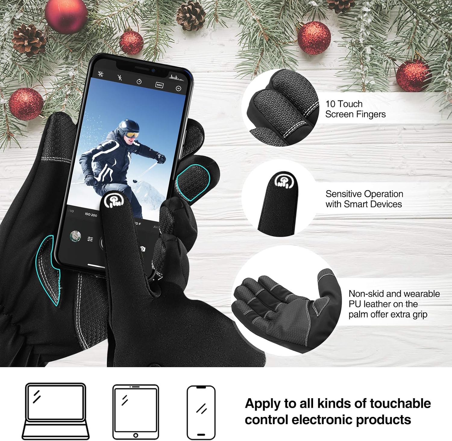 -30℉ Waterproof Winter Gloves for Men Women 10 Touch Screen Finger for Ski Snow: Clothing