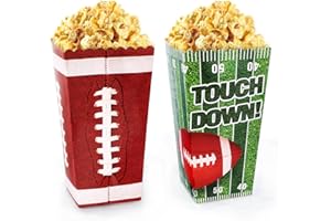 ABILAT 30 Pcs Football Popcorn Boxes for Football Party Sports Themed Party Favors Football Birthday Party Supplies, Football Popcorn Treat Boxes