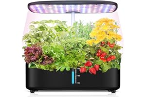 FULSREN Indoor Garden Hydroponics Growing System, Herb Garden Kit Indoor with LED Grow Light Quiet Smart Water Pump Automatic Timer Healthy Fresh Herbs Vegetables - Hydroponic Planter for Home Kitchen Office