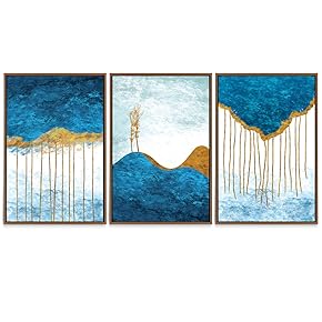 SIGNWIN 3 Piece Framed Canvas Wall Art Abstract...