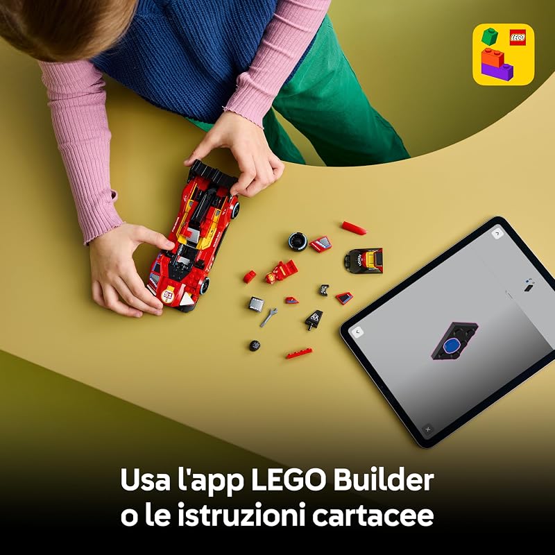Speed Champions Ferrari 499P Macchina Giocattolo - Modello STEM di Auto da Corsa con Minifigure da Collezione - Gadget Sportivo Regalo per Bambini da 9 Anni in su e per Fan dei Motorsport - 77261 — foto 6 di 8