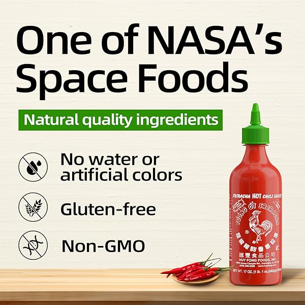 THE ORIGINAL HUY FONG SRIRACHA, 17 OZ ROOSTER SRIRACHA CHILI SAUCE, SPICY FLAVOR HOT SAUCE W/CHILI PEPPER,PACK OF 1