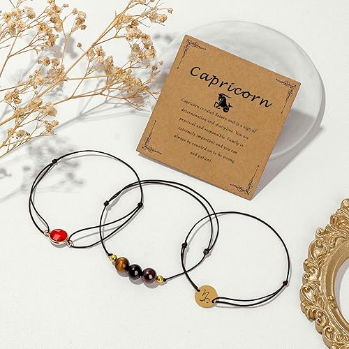 Risyfjew Capricorn Bracelet for Women January Birthstone 8mm