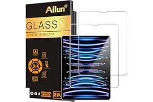Ailun 2 Pack Screen Protector for iPad Pro 12.9 Inch Display [2022 & 2021 & 2020 & 2018 Release] Tempered Glass [Face ID & Apple Pencil Compatible] Ultra Sensitive Case Friendly [2 Pack]