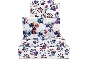 Dtiafu Dog Wrapping Paper - Colorful Paw Wrapping Paper for Boys Girls Kids Birthday Baby Shower Holiday - 20 X 28inch Per Sheet(8 Sheet Folded Flat)