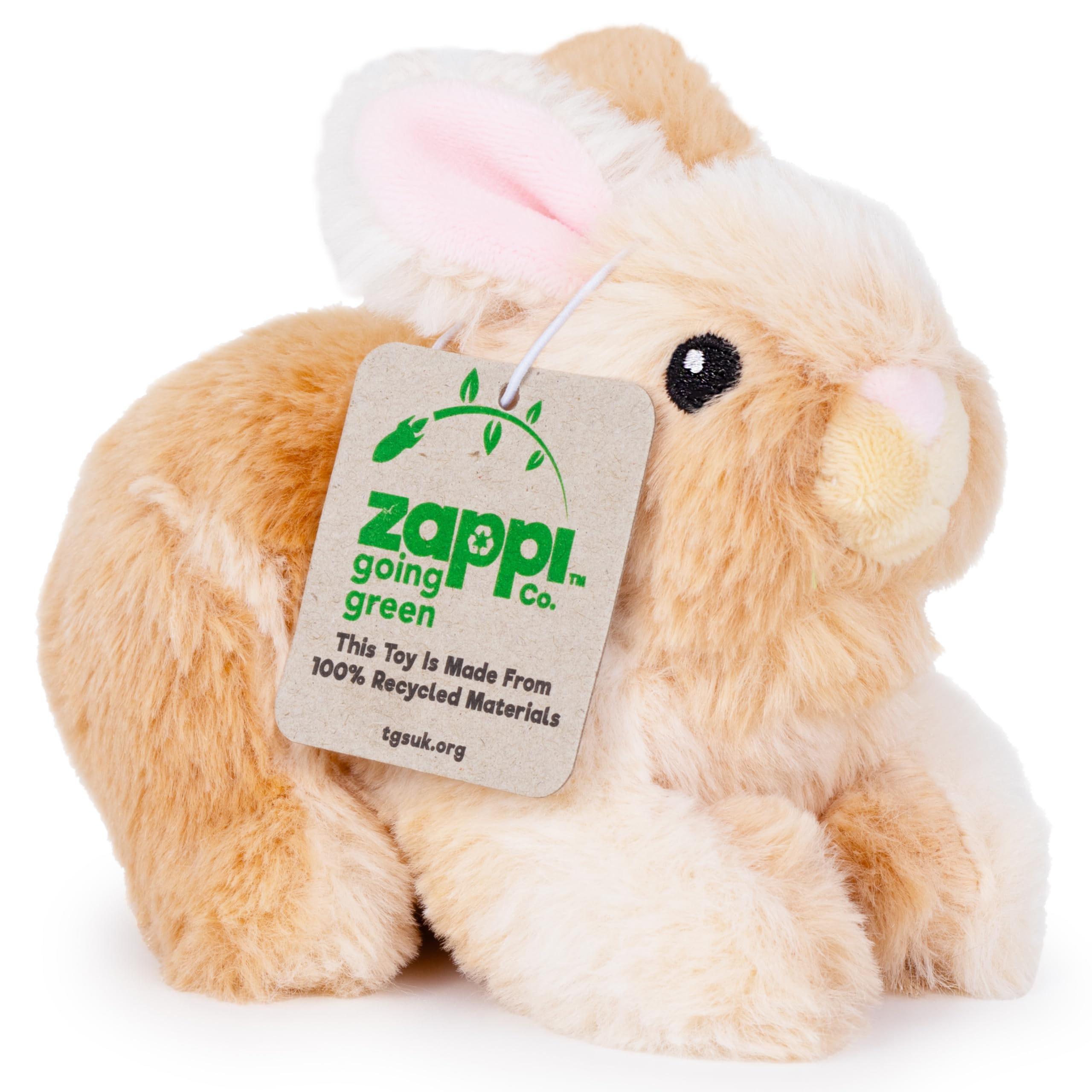 Zappi Co 100% Recycled Plush Rabbit Toy (15cm Length) Stuffed Soft Cuddly Eco Friendly animals Collection For New Born Child First kid — image 1