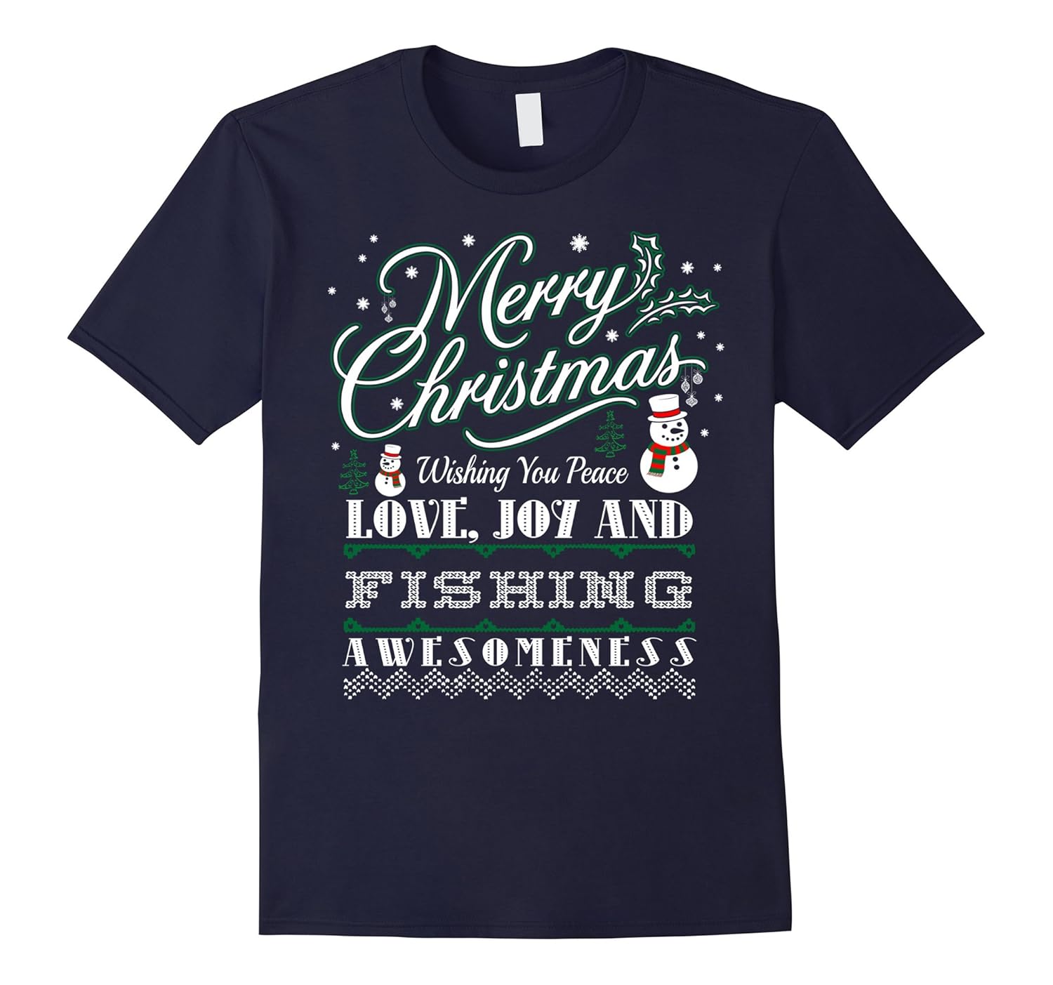 Merry Christmas Joy Love Fishing Outdoors Gift Tshirt-Rose