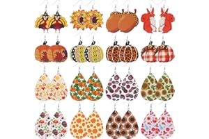 Taouzi 16 Pairs Leather Earrings for Women Bulk Festival Earrings Handmade Lightweight Teardrop Earrings Festival Jewelry for Women Girls
