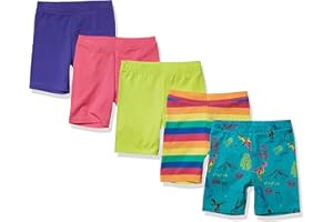 Amazon Essentials Girls and Toddlers' Midi Bike Shorts (Previously Spotted Zebra), Pack of 5
