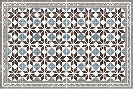 Marke Contento Living Jute Floor Runner Rug Mat Vinyl Tiles Selectable Size 60x90 Cm 90x135 Cm 70 X 140 Cm Fliesen Blau 90x135cm Amazon Co Uk Kitchen Home