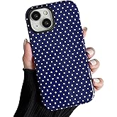 ZTOFERA Magnetic Case for iPhone 15, Compatible with Magsafe, Polka Dot Aesthetic Phone Case Cute for Girl Women, Hard PC+Soft TPU Protective Phone Cover for iPhone 15-Navy Blue