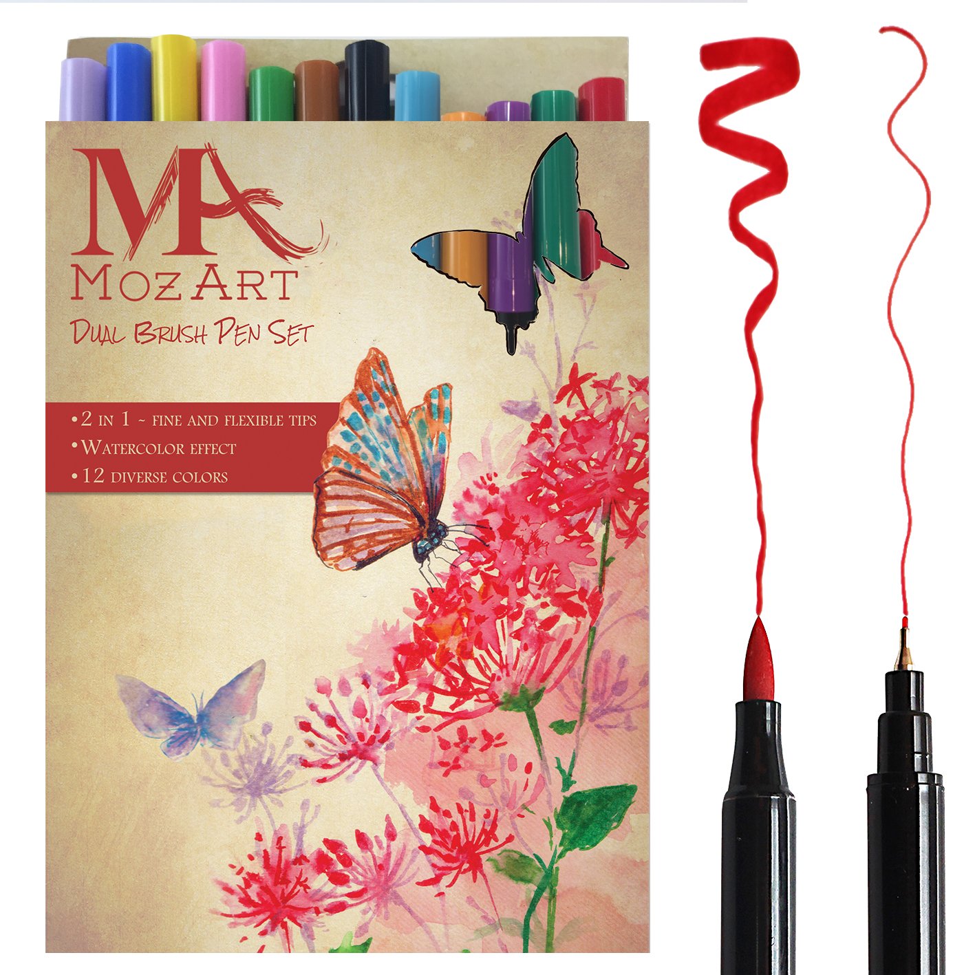 Punta A Pennello Pennarelli A Punta Fine E Grossa In 12 Colori Brush Pen A Due Punte Ideale Per Lettering Calligrafia Bullet Journal Mozart