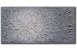 JELRINR Contemporary Abstract Art Painting Oil Painting On Canvas 3D Texture Hand Painted Texture Gray Abstract Canvas Wall Art Decoration Modern Artwork Framed Ready to Hang 24x48inch