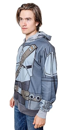 STAR WARS Mandalorian Costume Hoodie Sweatshirt(XS, Charcoal) in