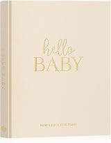 Lanpn Hello Baby Memory Book 0-5 Years Linen Hardcover Beige 154 Pages