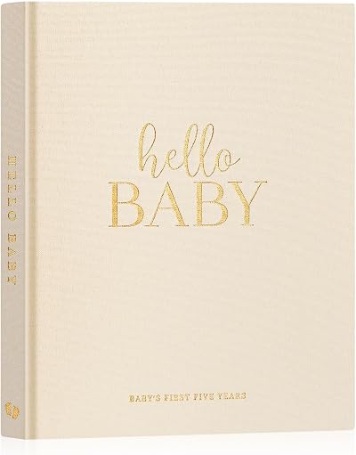 Lanpn Hello Baby Memory Book 0-5 Years Linen Hardcover Beige 154 Pages