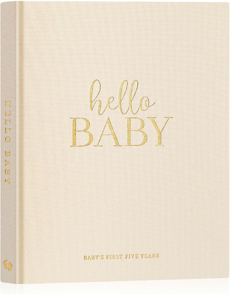 Lanpn Hello Baby Memory Book 0-5 Years Linen Hardcover Beige 154 Pages