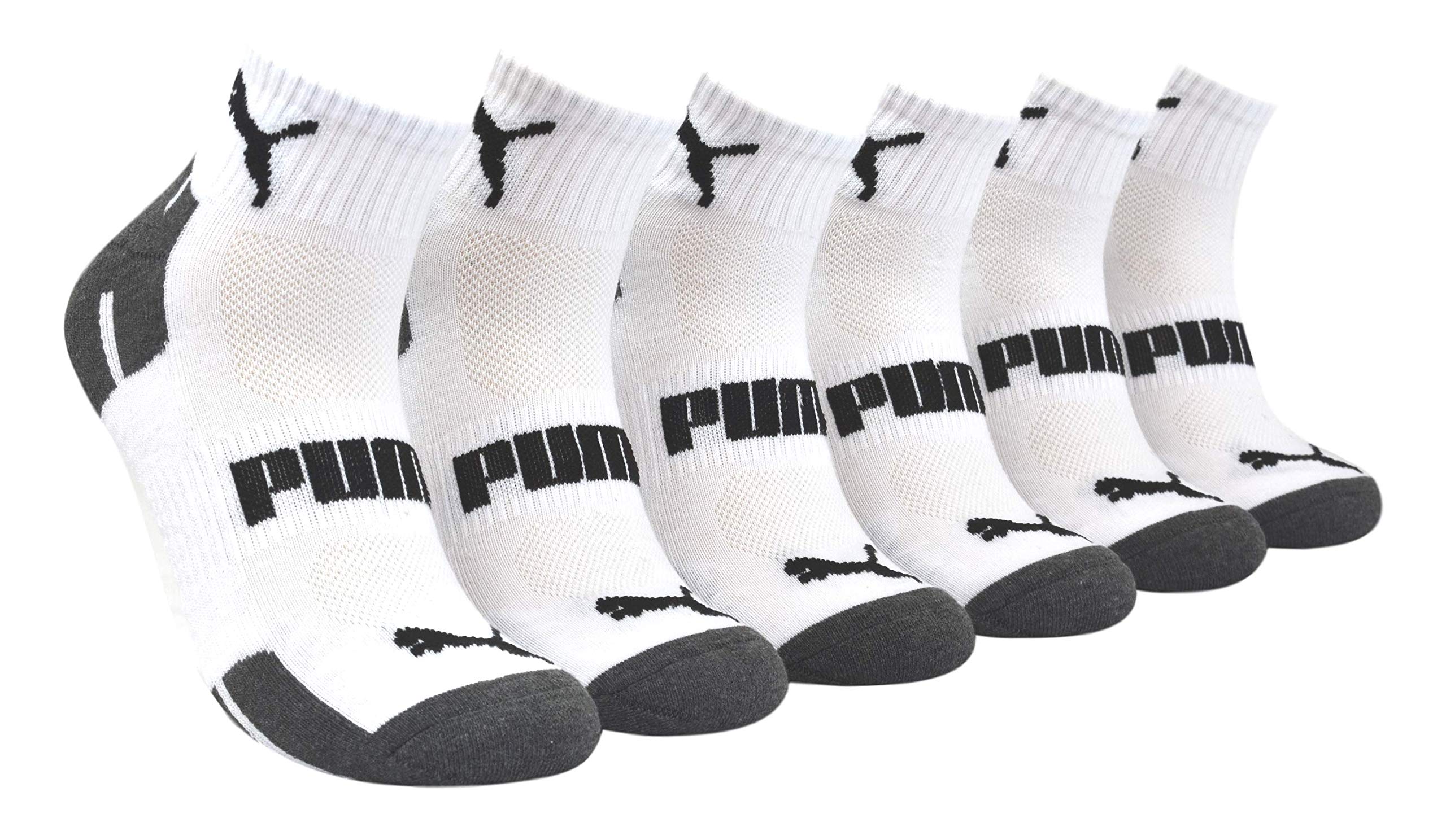 Puma Men's 6 Pack Quarter Crew Training Socks Sock Size 1013 P114385