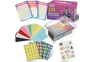 XIHEER 100 Envelopes Money Saving Challenge Kit, Save 5050 Dollars in 100 Days Envelopes & Organizer Challenge with DIY Box, Tiktok Money Saving 100 Envelopes for Cash Challenge, Money Gift Idea (Rainbow)