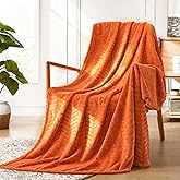 Excervent Soft Flannel Fleece Throw Blanket (Burnt Orange, 50x70 inches) Lightweight Microfiber Chevron Pattern Blankets for Sofa, Couch, Bed - Fluffy Warm Cozy Decorative