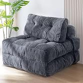 MAXYOYO Folding Sofa Bed, Convertible Chair Bed with Pillow | Foldable Couch with Back Support, Portable Fold Out Chair Comfy Floor Sofa for Living Room Bedroom, Dark Grey, Single