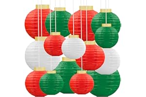 RENBUZHU 15Pcs Christmas Hanging Paper Lanterns Party Decorations Indoor - Xmas Ornaments Decor for Winter, Birthday Party Ceiling Supplies